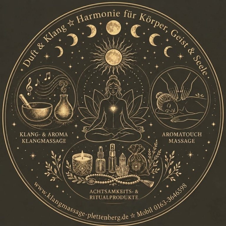 Logo Symbolische Darstellung von Meditation, Klängen und Harmonie für Körper, Geist und Seele.